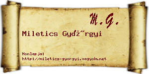 Miletics Györgyi névjegykártya